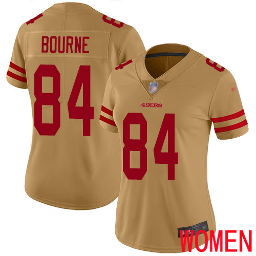 San Francisco 49ers Limited Gold Women Kendrick Bourne NFL Jersey #84 Inverted Legend->women nfl jersey->Women Jersey